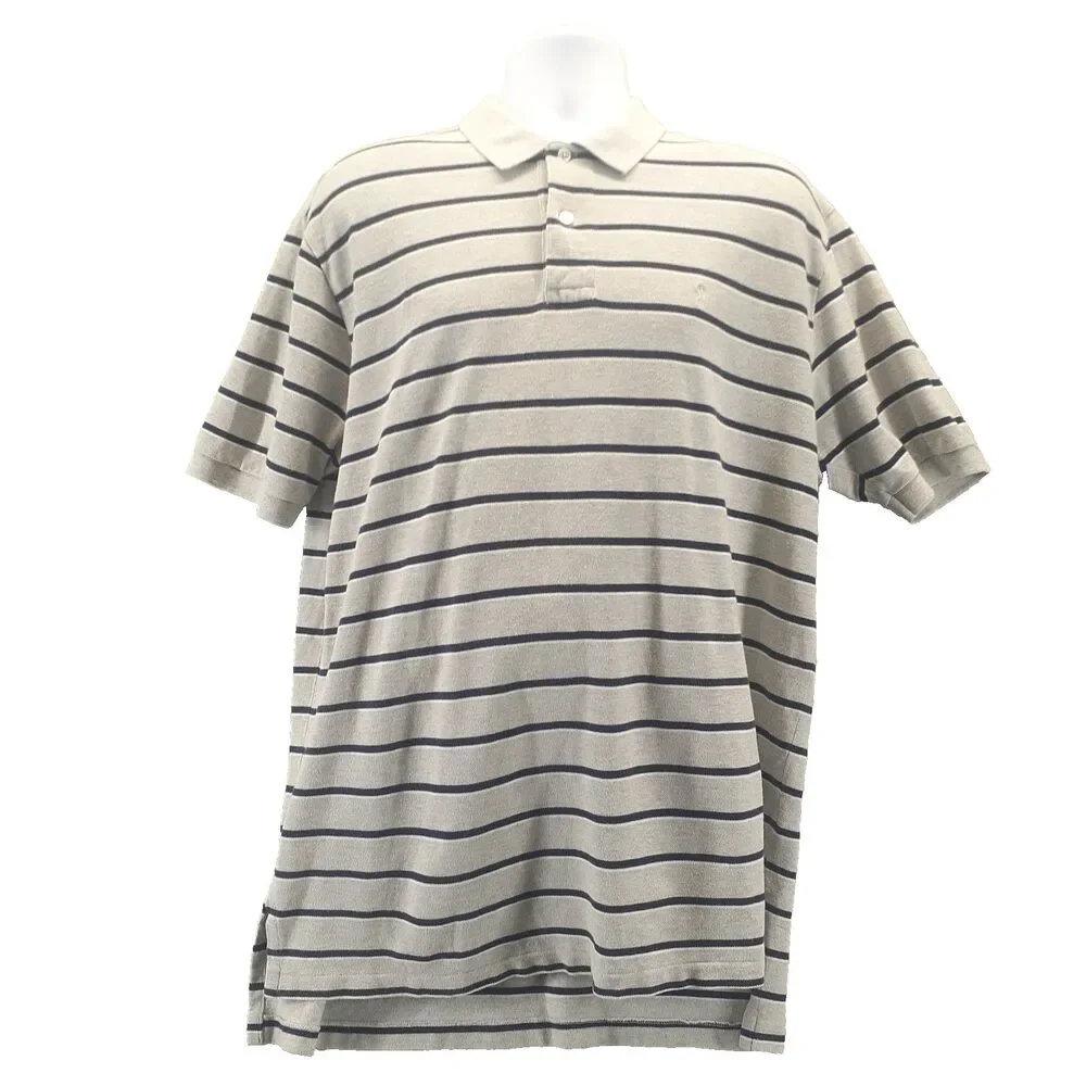 Polo Ralph Lauren Men Sz XL Polo Blue Gray Stripe Short Sleeve Shirt Preppy